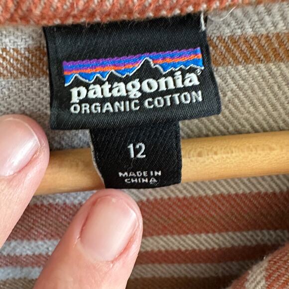 patagonia organic cotton flannel shirt women’s 12 striped button front casual - Picture 3 of 7